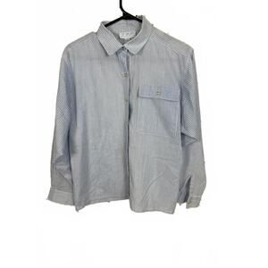 Vintage Blue White Striped Button Up Shirt. womens sz Size 12